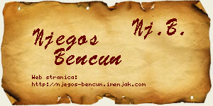 Njegoš Bencun vizit kartica